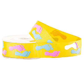 बच्चों के उपहार रैपिंग के लिए पीले रंग के Grosgrain रिबन पर 2 रंग कश मुद्रण